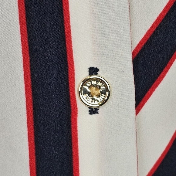 TOMMY HILFIGER Women Striped Front-Tie Buttondown Shirt Long Sleeve | L - Picture 4 of 11